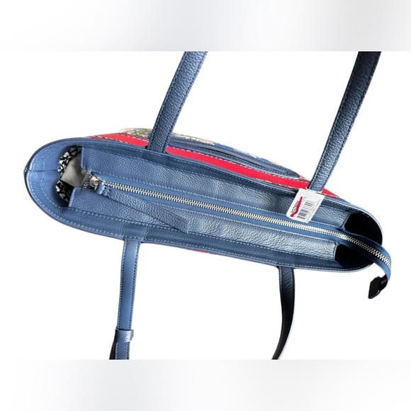 BRIGHTON BEE HAPPY LEATHER TOTE HANDBAG PURSE NAVY BLUE RED BOW HEARTS - Picture 13 of 16